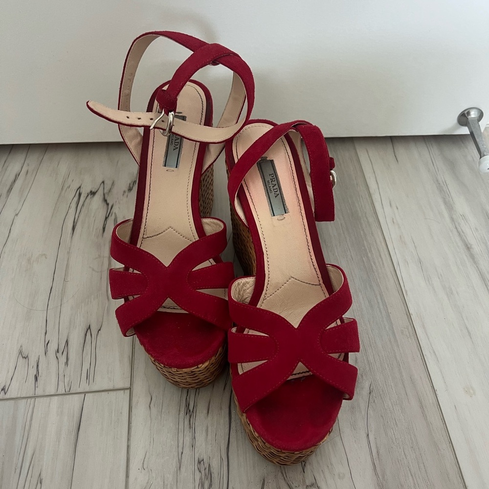 Prada Red Wedges